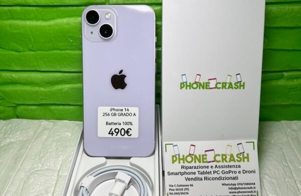 APPLE IPHONE 14 256 GB – RICONDIZIONATO – GRADO A BATTERIA 100%